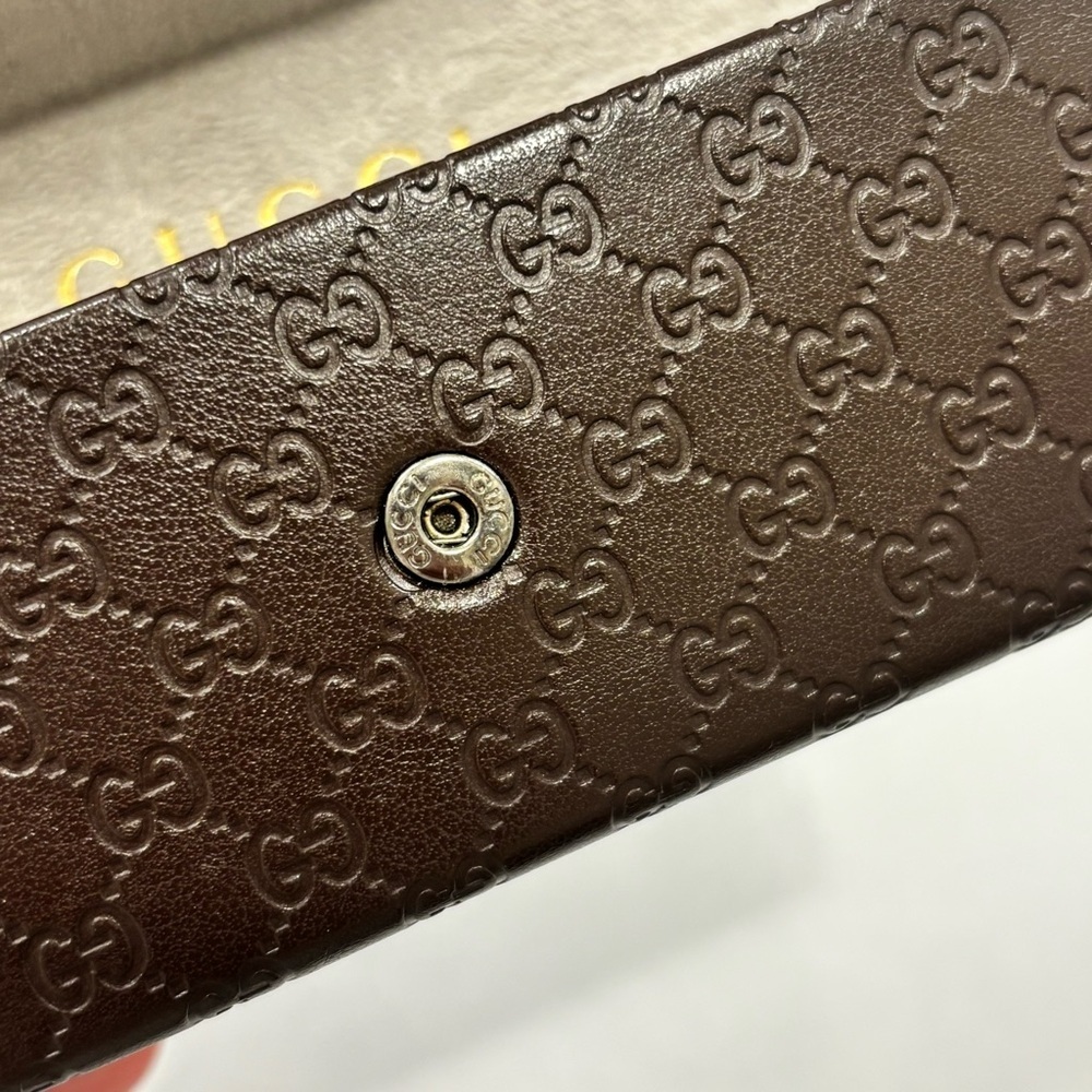 GUCCI trifold hard shell eyeglass case brown monogrammed luxury glasses case - Picture 14 of 15